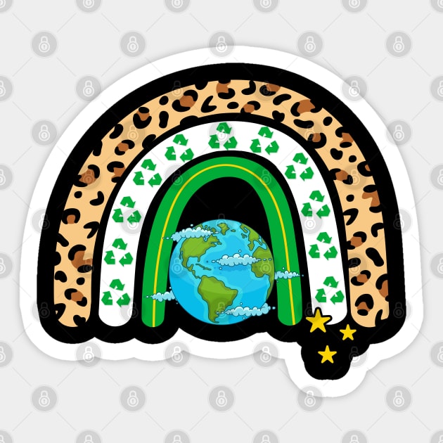 Earth Day Leopard Rainbow Sticker by FabulousDesigns